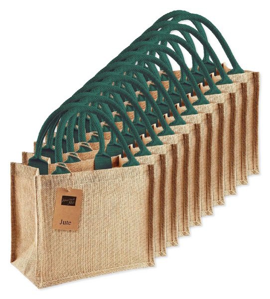 Pack of 75 Westford mill WM412 - Eco-Friendly Burlap Tote with Cotton Handles