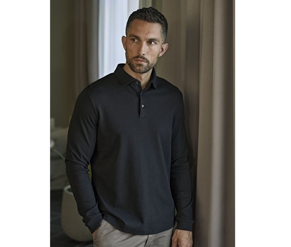 Long-sleeved Pima cotton polo